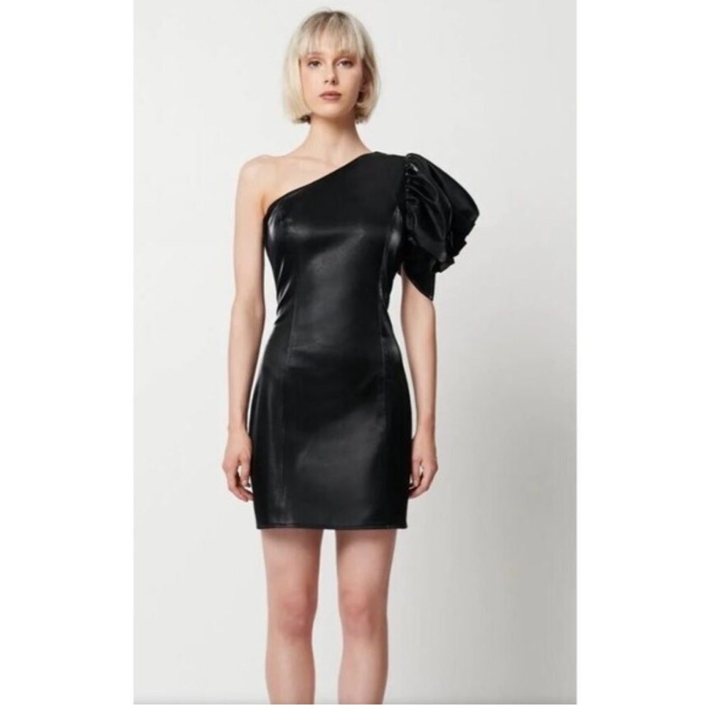 NWT Anthropologie Elliatt Black Vegan Leather Mini Dress